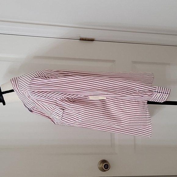 St. John's Bay Size M White with Faded Blue & Red Striped Button Down Shirt NEW - Picture 3 of 12